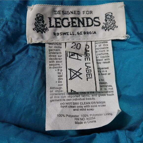 LEGENDS! TURQUOISE BLUE/GREEN IRIDESCENT MAGNIFICENTLY BEADED GOWN, DRESS! SZ 16 - Picture 9 of 11